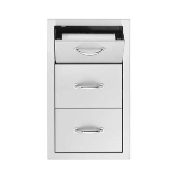 True Flame 17" Stainless Steel Vertical 2-Drawer & Paper Towel Holder Combo Masonry