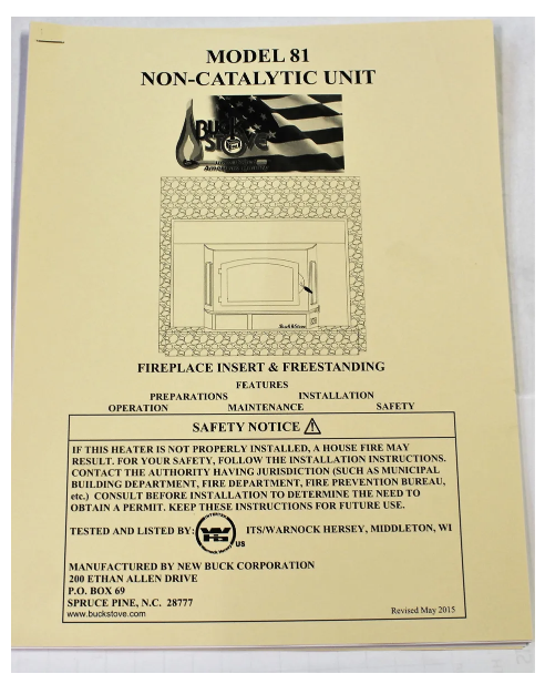Buck Stove Owner's Manual - PI 810660