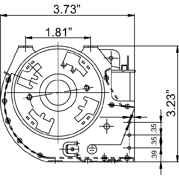 Lennox Blower For Gas Fireplaces, FBK-250-BLOWER-ONLY-AMP - Rear View