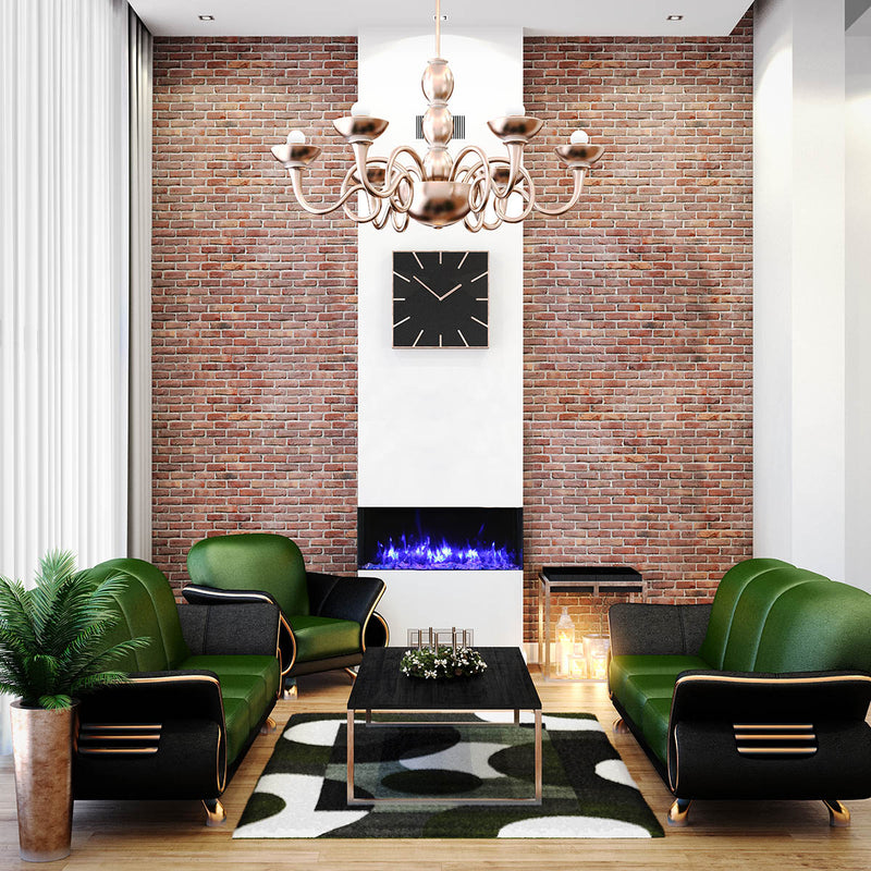 60″ BAY-SLIM Series 3 Sided Glass Electric Fireplace - 60-BAY-SLIM - Fireplace Choice