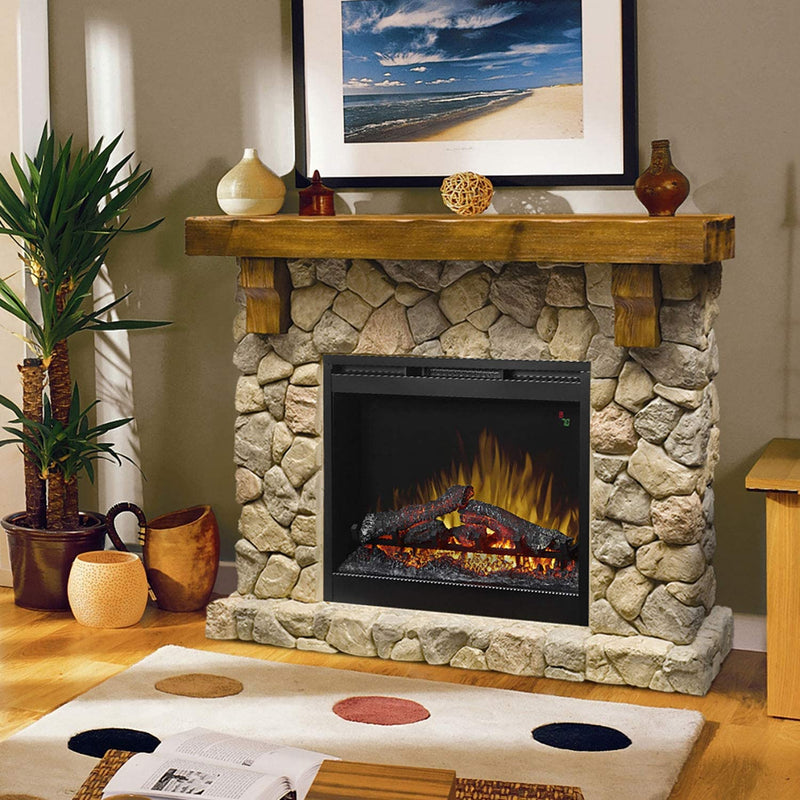 Fieldstone Rustic Electric Fireplace Mantel Package - GDS26L5-904ST - Fireplace Choice