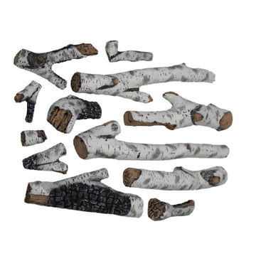 Amantii Design 12 Piece Large Birch Log Set with Deluxe Media Kit