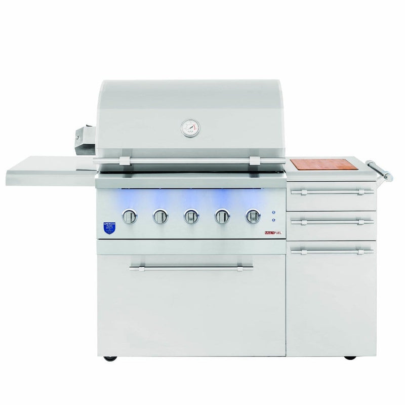 Summerset American Made Grills by Encore Series 36" 5-Burner Freestanding Hybrid Grill