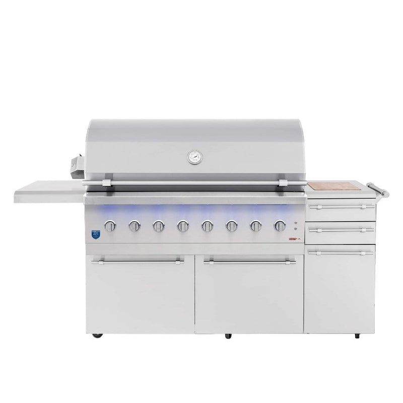 Summerset American Made Grills by Encore Series 54" 8-Burner Freestanding Hybrid Grill
