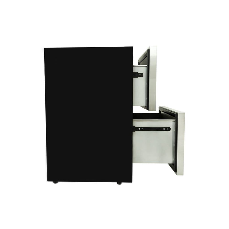 Blaze 23.5" Outdoor Rated Stainless Steel Double Drawer 5.1 Cu. Ft. Refrigerator - Side View