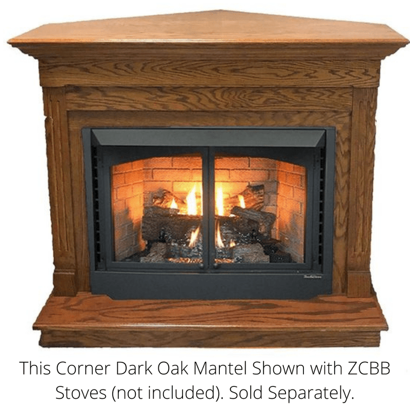 Buck Stove Standard Corner Dark Oak Mantel for ZCBB Stoves - Alternate View