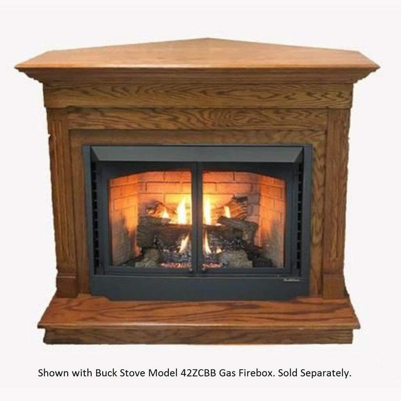 Buck Stove Standard Dark Oak Corner Mantel for Gas Stoves and Fireboxes - Detail View