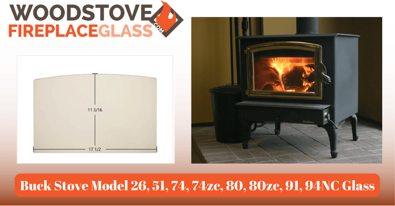 Buck Stove Model 26, 51, 74, 74zc, 80, 80zc, 91, 94NC Glass - Detail View