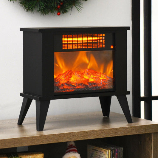 Costway 14" Black Portable Electric Fireplace Heater with Realistic Flame Effect - Alternate View