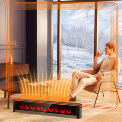 Costway 1400W Electric Baseboard Heater with Realistic Multicolor Flame - Black - Alternate View
