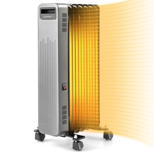 Costway 1500W Portable Oil-Filled Radiator Heater for Home and Office - Black