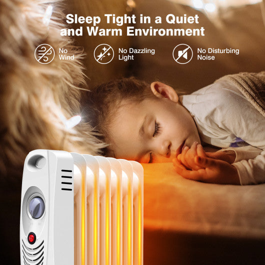 Portable Heat Radiator Costway 700W Portable Mini Electric Oil-Filled Radiator Heater - White