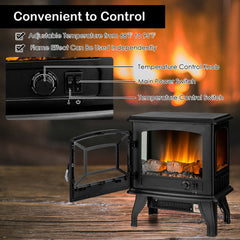 Costway Black Freestanding Fireplace Heater with Realistic Dancing Flame Effect - Alternate View