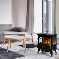Costway Black Freestanding Fireplace Heater with Realistic Dancing Flame Effect