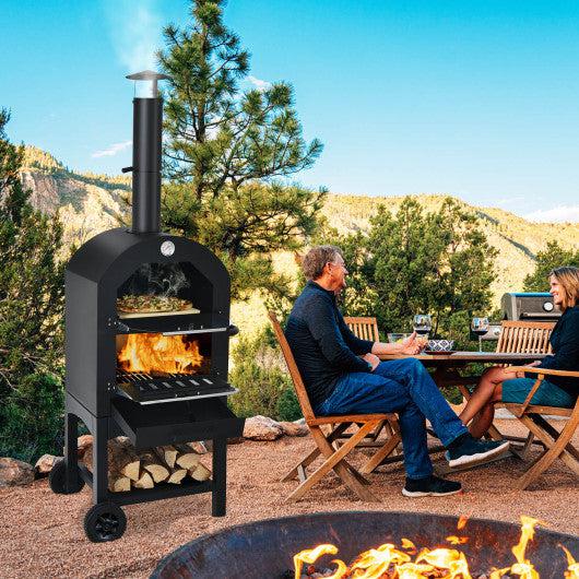 Costway Portable Pizza Oven with Pizza Stone and Waterproof Cover for Outdoor Use - Alternate View