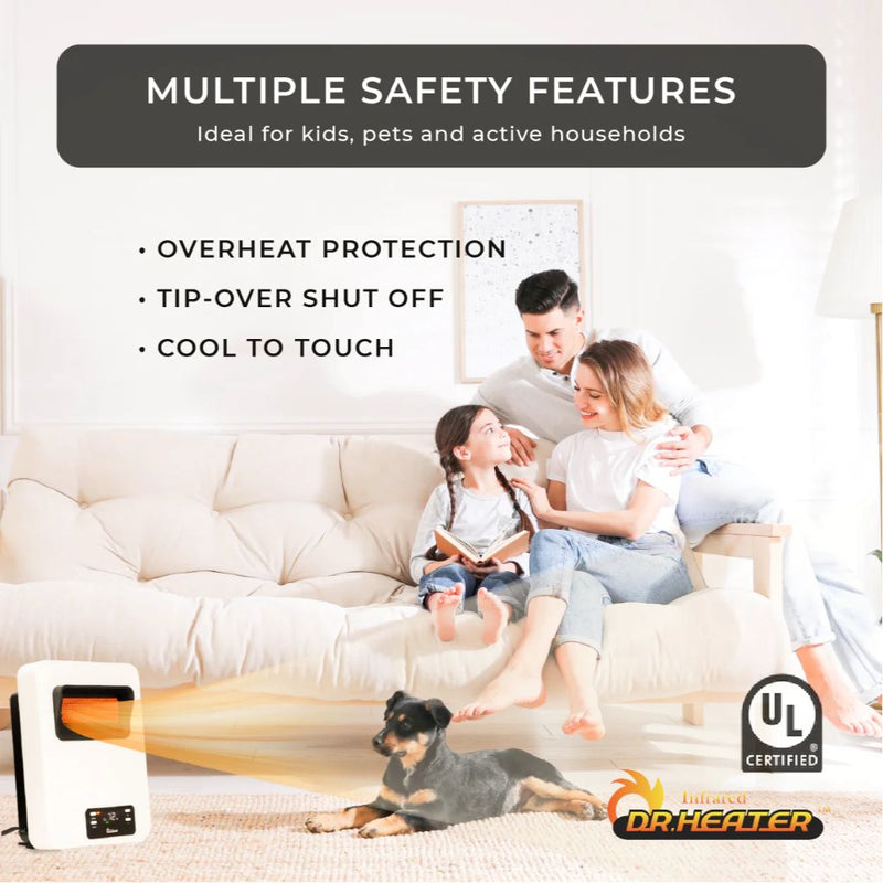 Dr. Infrared Heater 11" HeatStyle 2-Way Wall Mount or Portable Space Heater - Detail View