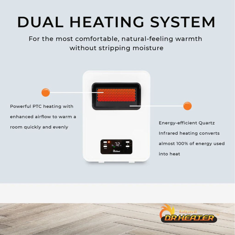 Dr. Infrared Heater 11" HeatStyle 2-Way Wall Mount or Portable Space Heater - Side View
