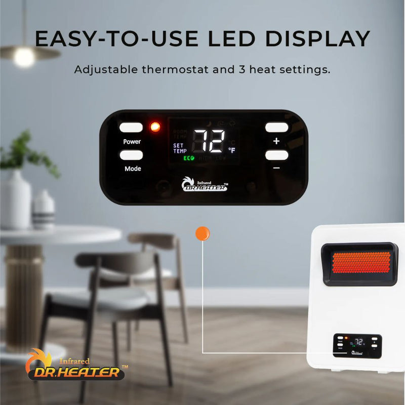 Dr. Infrared Heater 11" HeatStyle 2-Way Wall Mount or Portable Space Heater - Additional View