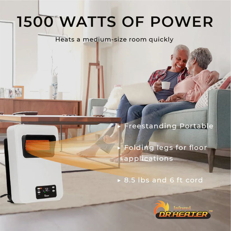 Dr. Infrared Heater 11" HeatStyle 2-Way Wall Mount or Portable Space Heater - Rear View