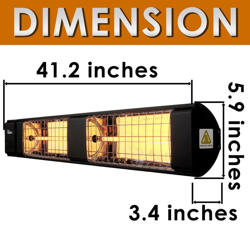 Dr. Infrared Heater 41" Black Carbon Wall Mount Ceiling Infrared Indoor and Outdoor Patio Heater with Remote - Side View