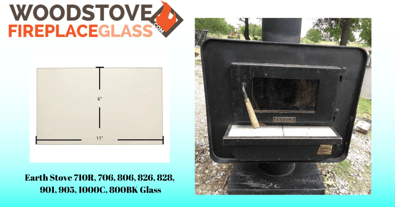 Earth Stove 710R, 706, 806, 826, 828, 901, 905, 1000C, 800BK Glass - Detail View