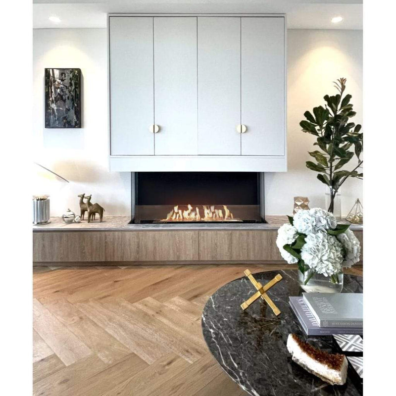 MAD Design Group EcoSmart Fire 126" Flex 122BY Bay Ethanol Fireplace Insert with Decorative Box by - Detail View