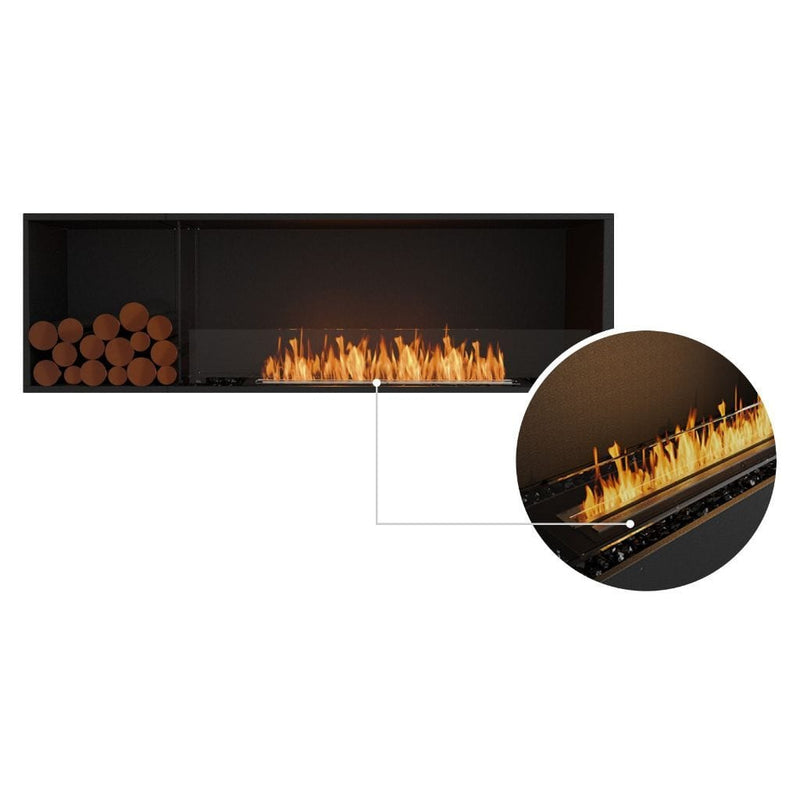 MAD Design Group EcoSmart Fire 76" Flex 68SS Single Sided Ethanol Fireplace Insert with Decorative Box by - Side View