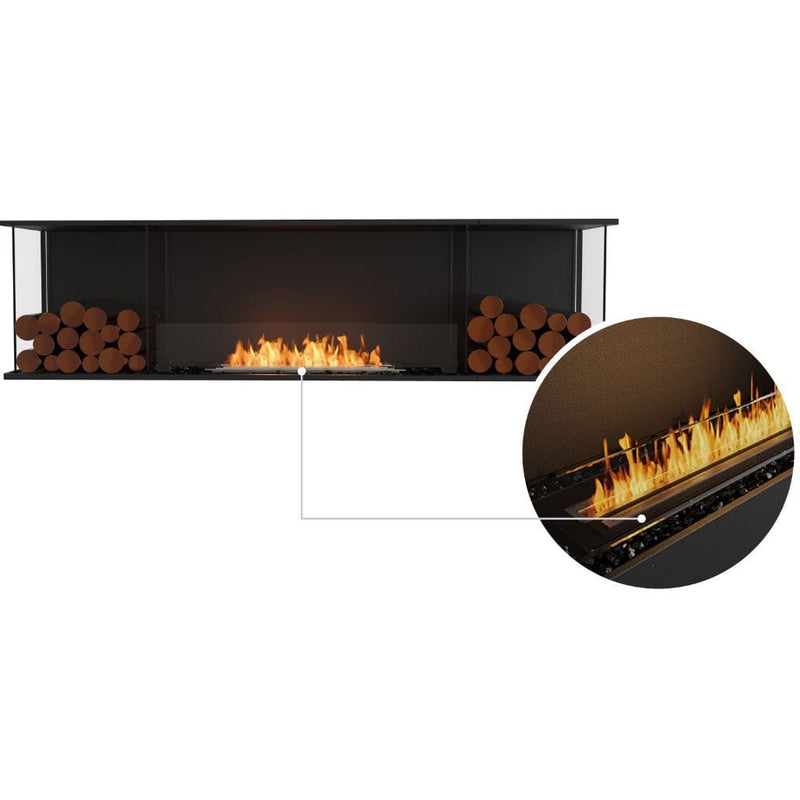 MAD Design Group EcoSmart Fire 81" Flex 78BY Bay Ethanol Fireplace Insert with Decorative Box by - Side View