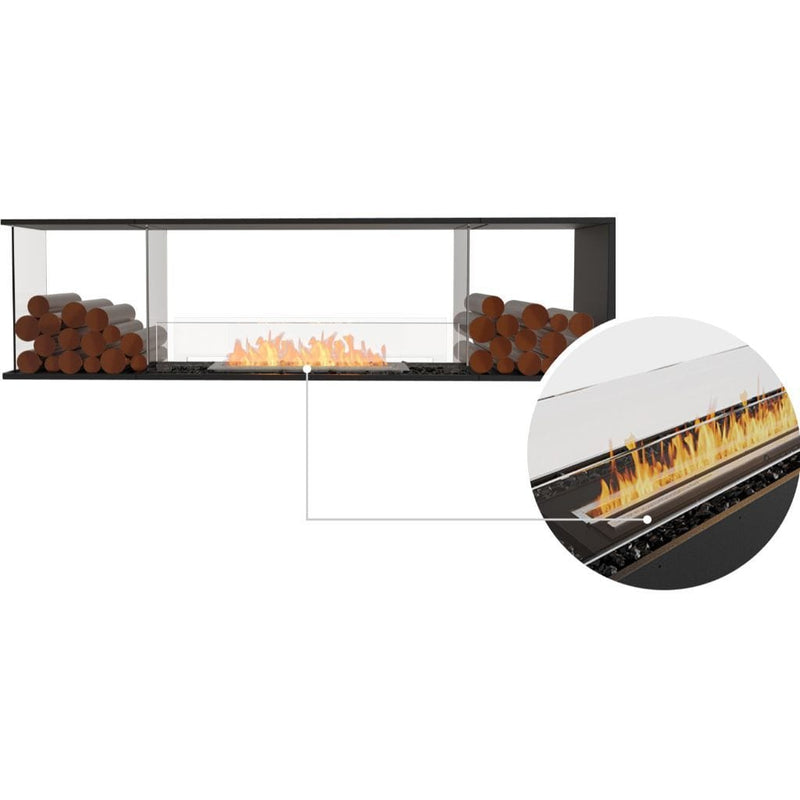 MAD Design Group EcoSmart Fire 83" Flex 78PN Peninsula Ethanol Fireplace Insert with Decorative Box by - Side View
