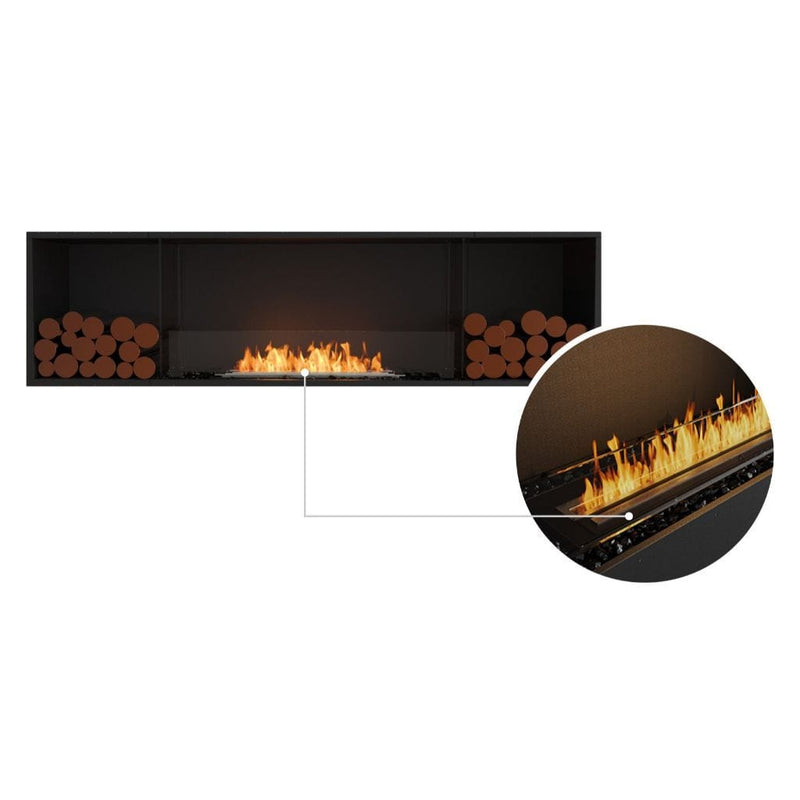 MAD Design Group EcoSmart Fire 86" Flex 78SS Single Sided Ethanol Fireplace Insert with Decorative Box by - Side View