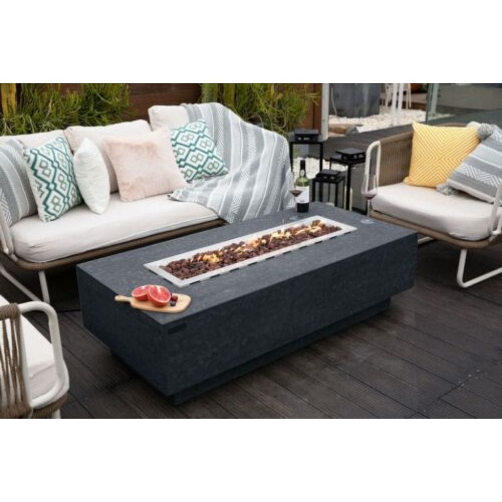 Elementi 56" Dark Gray Hampton Rectangular Outdoor Gas Firepit Dining
