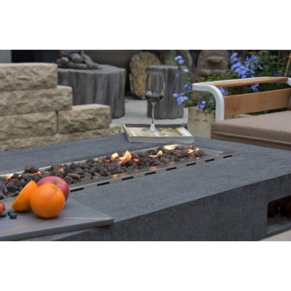 Elementi 56" Dark Gray Hampton Rectangular Outdoor Gas Firepit Dining