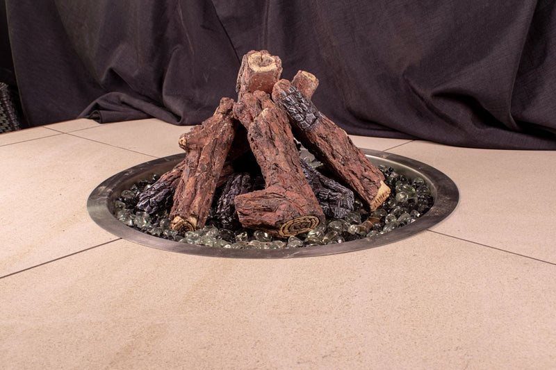 Enhance A Fire Designer Series 9" 10-Piece Brandy Wine Bark Burncrete Log Set for Gas Fire Pit