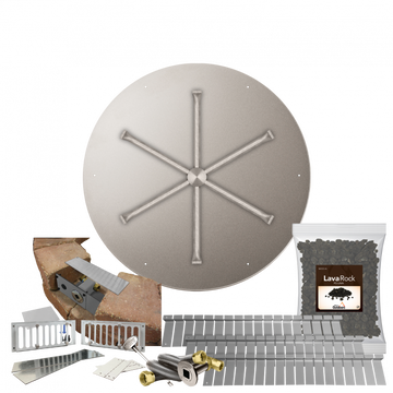 Firegear 29" Round Flat Pan Paver Ready Gas Fire Pit Package w/ Match Throw Ignition System