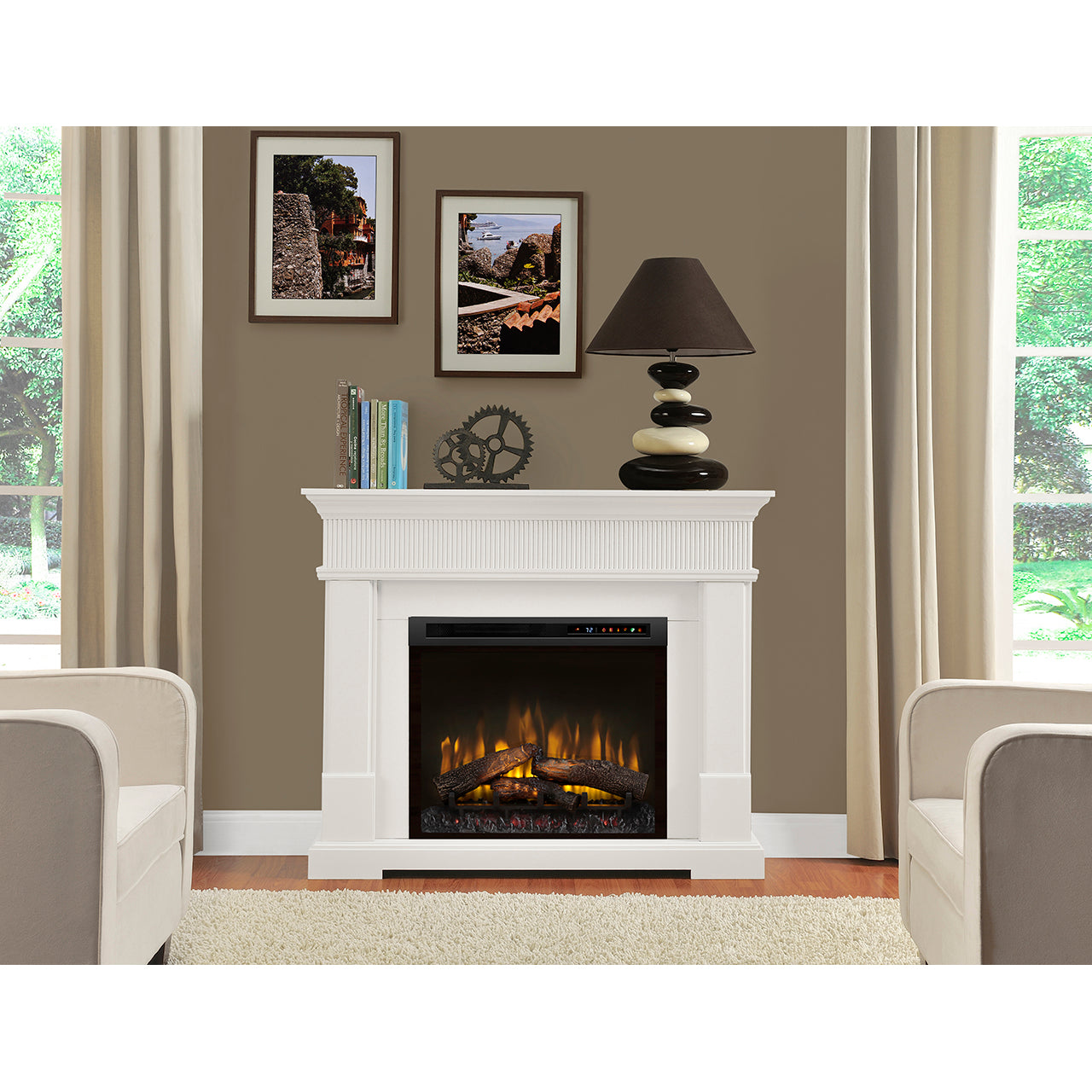 Dimplex Jean Mantel with 28-Inch Electric Firebox and Log Set - GDS28L8-1802W - Fireplace Choice