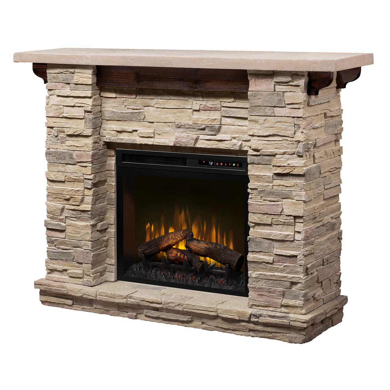 Dimplex Featherson 28-Inch Electric Firebox with 61-Inch Stone-Finish Mantel - GDS28L8-1152LR - Fireplace Choice