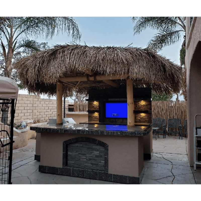 KoKoMo Grills Built-In BBQ Island Outdoor Kitchen Palapa with Built-In BBQ Grill T.V. and Refridgerater