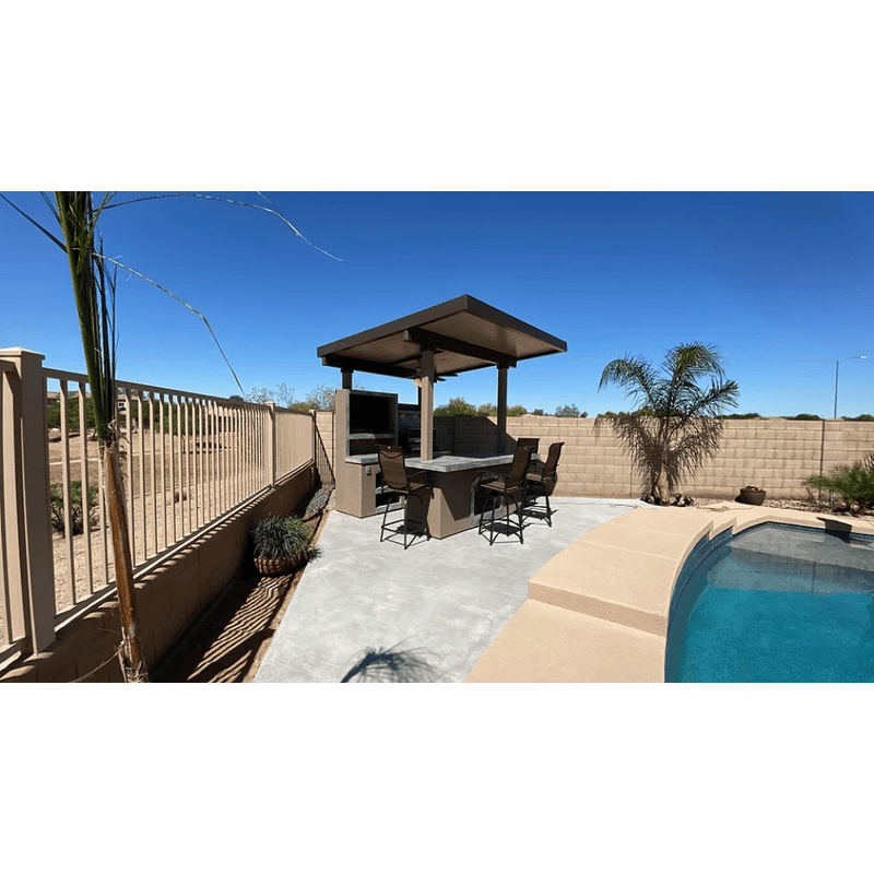 KoKoMo Grills Built-In Island Outdoor Kitchen With T.V. built-in BBQ Grill & Pergola - Side View