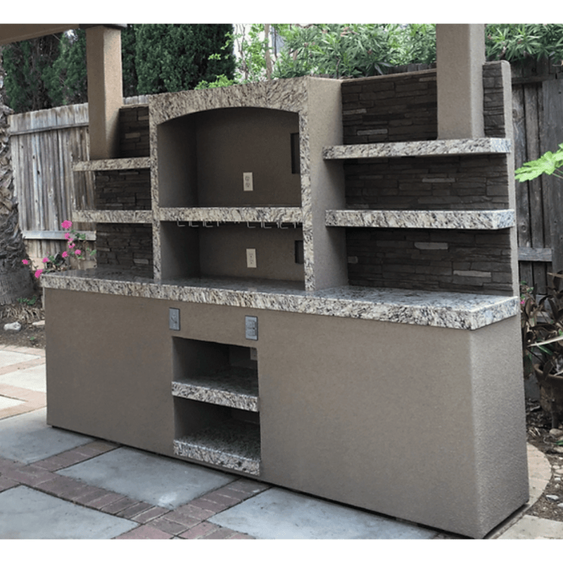 KoKoMo Grills Outdoor Media T.V. Bar Center Shelves for Bartender and Lighting