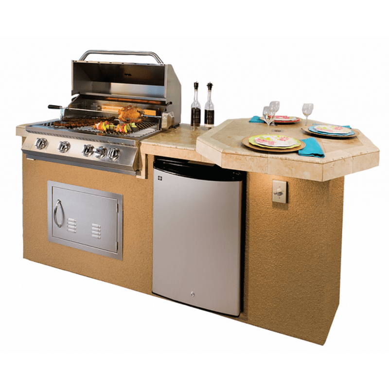 KoKoMo Grills Poly 7'6" Built-In BBQ Island with Octagon Bar on Three Sides and Built In BBQ Grill