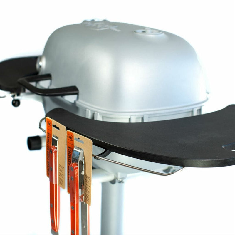 PK Grills Portable Kitchen 42" Silver PK360 Cast Aluminum Outdoor Charcoal Grill and Smoker w/ Black Side Shelves