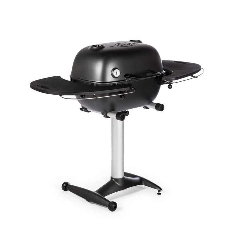 PK Grills Portable Kitchen 42" Silver PK360 Cast Aluminum Outdoor Charcoal Grill and Smoker w/ Black Side Shelves - Scale