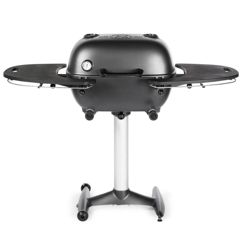 PK Grills Portable Kitchen 42" Silver PK360 Cast Aluminum Outdoor Charcoal Grill and Smoker w/ Black Side Shelves