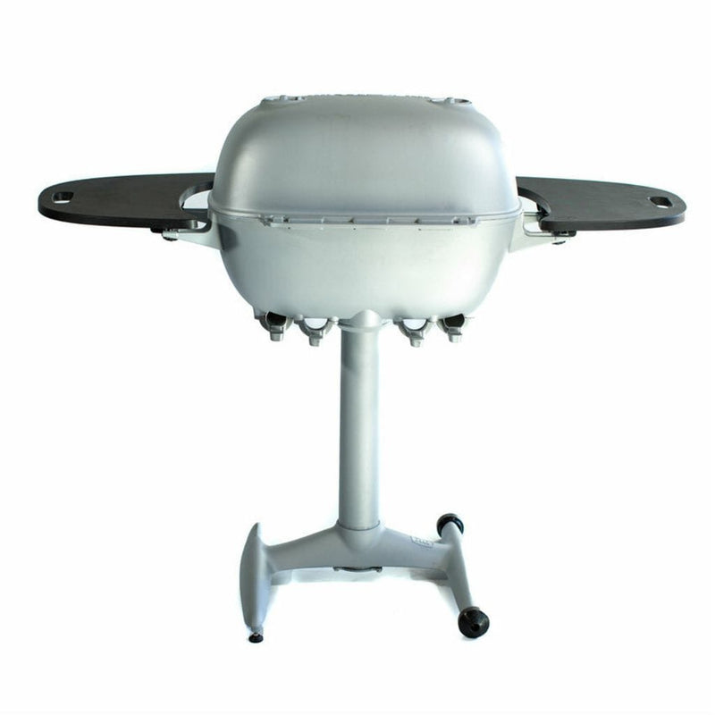 PK Grills Portable Kitchen 42" Silver PK360 Cast Aluminum Outdoor Charcoal Grill and Smoker w/ Black Side Shelves