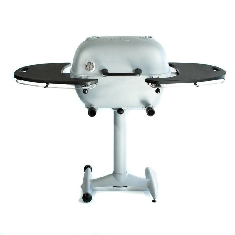 PK Grills Portable Kitchen 42" Silver PK360 Cast Aluminum Outdoor Charcoal Grill and Smoker w/ Black Side Shelves