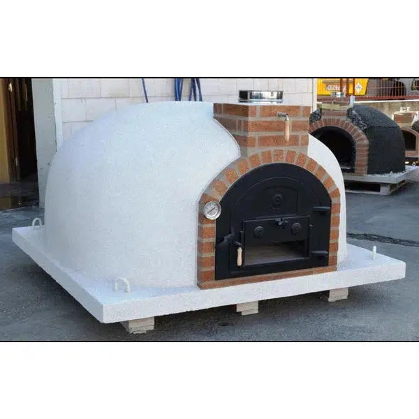 ProForno Dymús 30" Black Traditional Wood Fired Brick Pizza Oven with Cast Iron Door - Close-Up