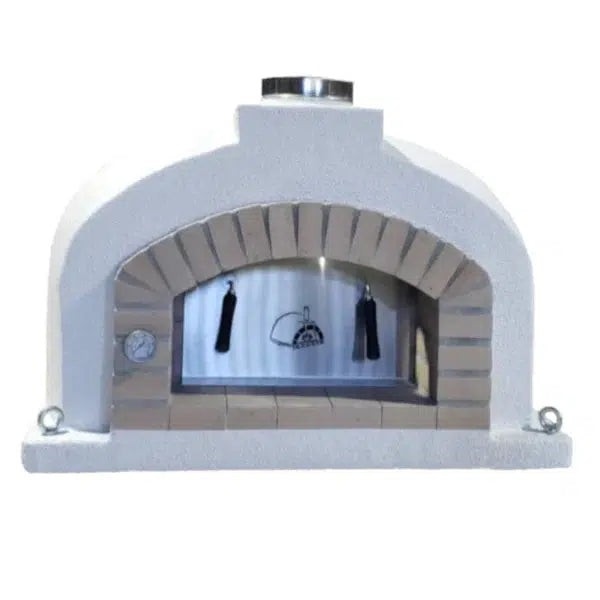 ProForno Mediterranean PRO 30" Native Black Traditional Wood Fired Brick Pizza Oven with Stainless Steel Door - Detail View