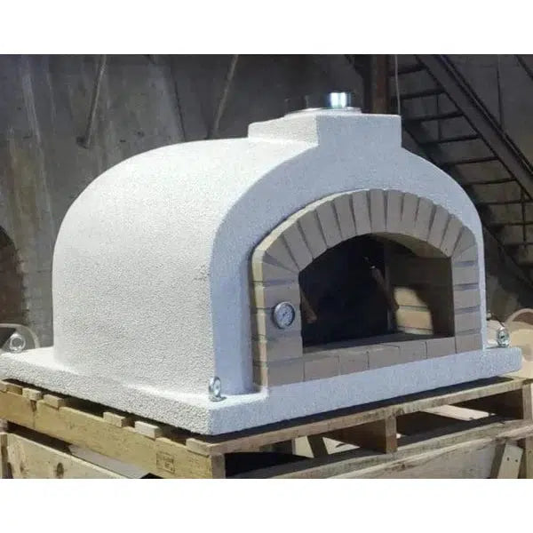 ProForno Mediterranean PRO 30" Native Black Traditional Wood Fired Brick Pizza Oven with Stainless Steel Door - Side View
