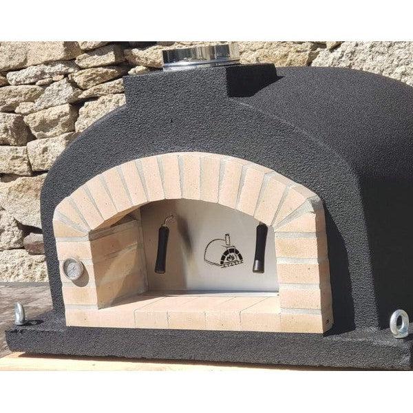 ProForno Mediterranean PRO 30" Native Red Traditional Wood Fired Brick Pizza Oven with Stainless Steel Door - Side View