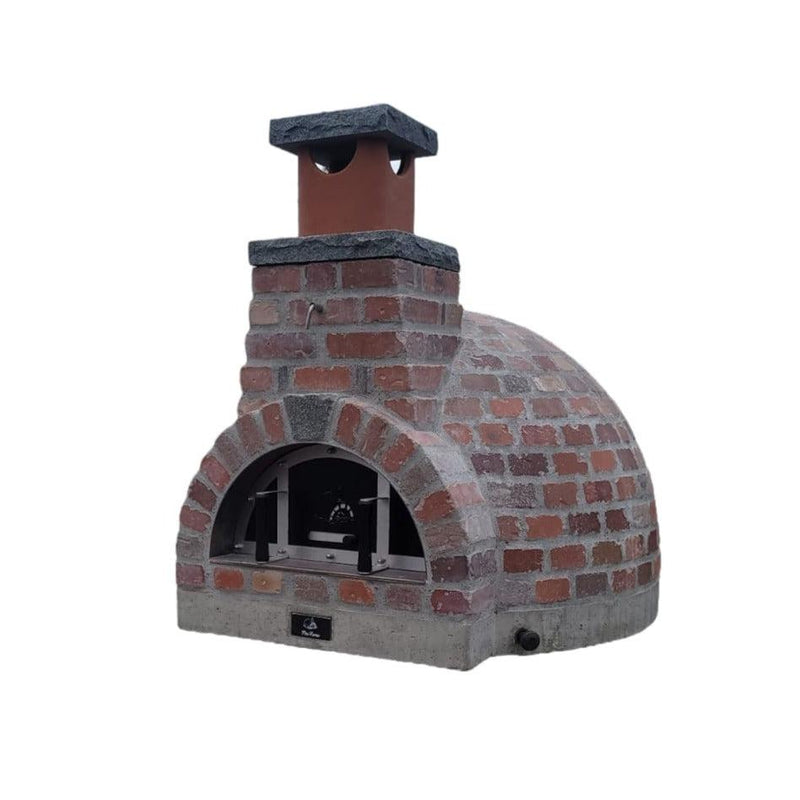ProForno New Haven Rustico 36" Traditional Wood Fired Brick Pizza Oven with Stainless Steel Door - Side View